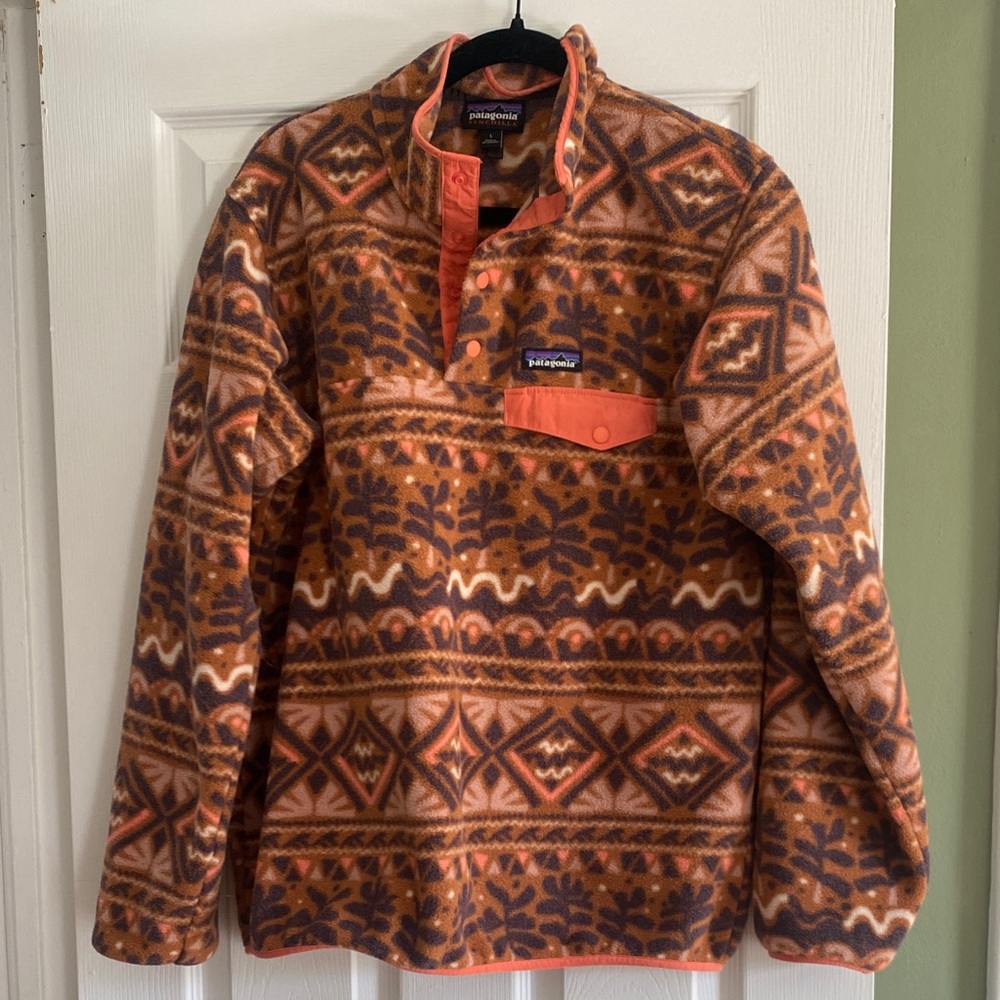 Patagonia Synchilla Brown and Orange Patterned Fleece